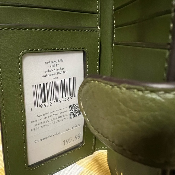 Olive Green Pebbled Leather Kate Spade Lena Wallet - Picture 3 of 7
